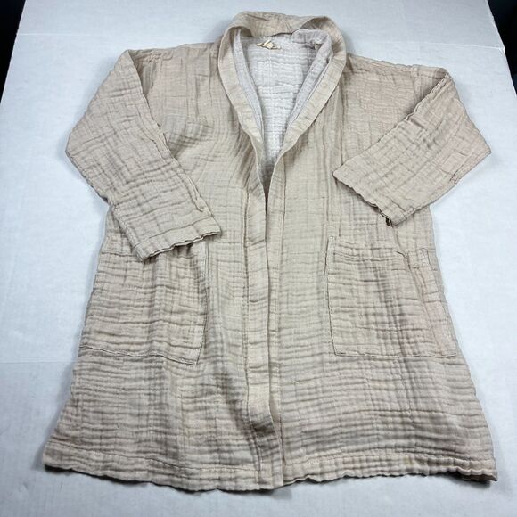 Eileen Fisher Relaxed Fit  Gauze Jacket Organic Cotton Blend Beige Pockets XXS - Picture 1 of 10